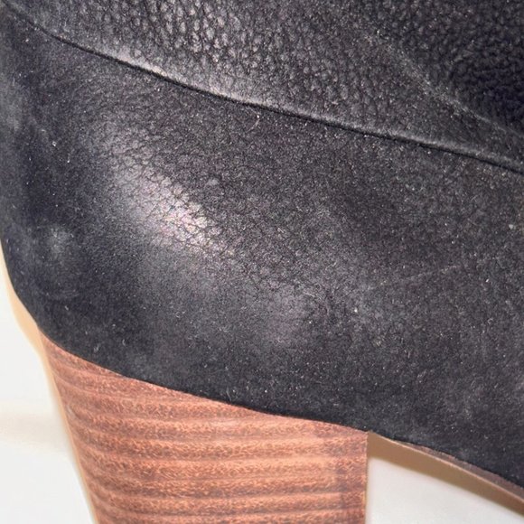 Cole Haan Black Cassidy Suede Leather Boots Size 11 Stacked Wooden Heel Nike Air - Picture 11 of 13